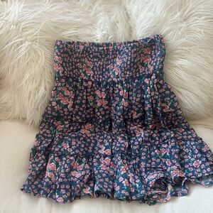 American Eagle Outfitters Blue Floral Smocked Mini Skirt